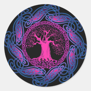 Celtic Wisdom Tree (Ultra Violet version) Classic Round Sticker