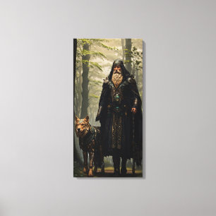 Celtic Wizard and Wolf Canvas Print