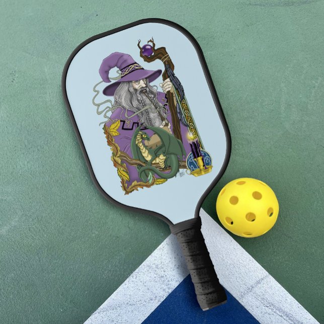 Celtic Wizard Dragon Fantasy Purple Pickleball Paddle (Creator Uploaded)
