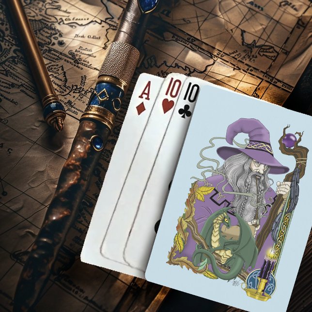 Celtic Wizard Dragon Fantasy Purple Playing Cards (Creator Uploaded)