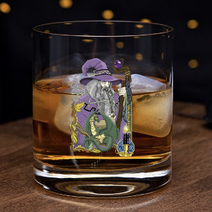Celtic Wizard Dragon Fantasy Purple Whiskey Glass