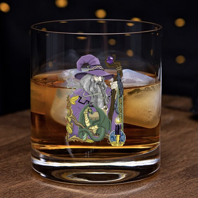 Celtic Wizard Dragon Fantasy Purple Whiskey Glass (Creator Uploaded)