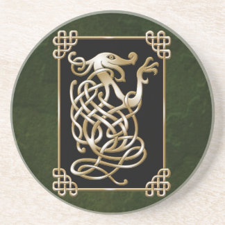 Celtic Wolf - Black Background Coaster