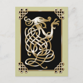 Celtic Wolf - Black Background Postcard