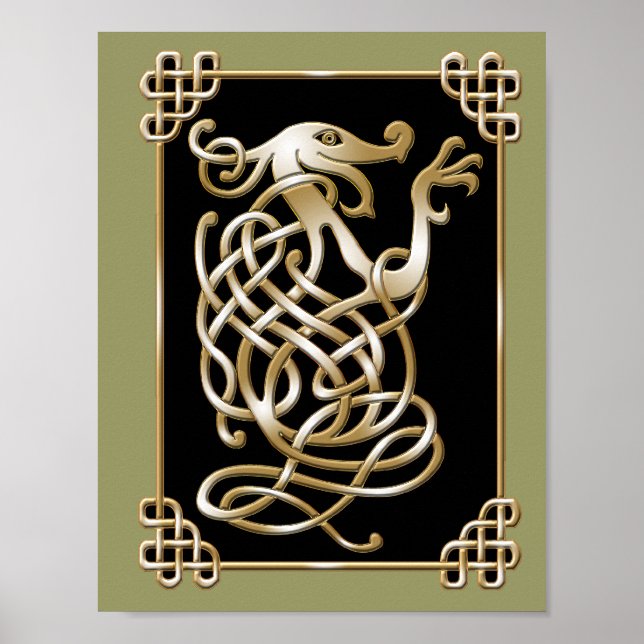 Celtic Wolf - Black Background Poster (Front)
