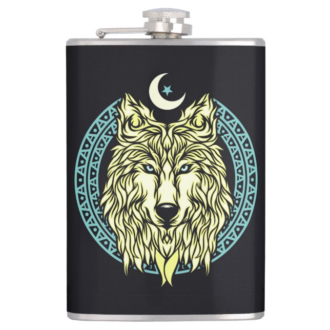 Celtic Wolf Hip Flask (Front)