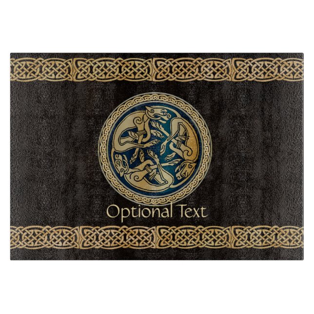 Celtic Wolf Knotwork Triad Cutting Board (Front)