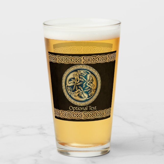 Celtic Wolf Knotwork Triad Glass (Front Filled)