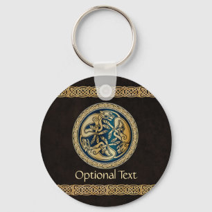 Celtic Wolf Knotwork Triad Key Ring