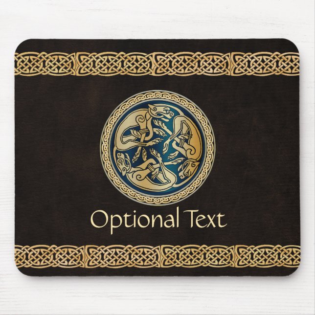 Celtic Wolf Knotwork Triad Mouse Mat (Front)