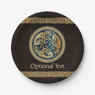 Celtic Wolf Knotwork Triad Paper Plate