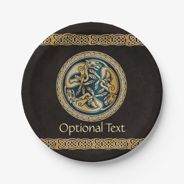 Celtic Wolf Knotwork Triad Paper Plate (Front)