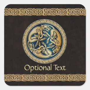 Celtic Wolf Knotwork Triad Square Sticker