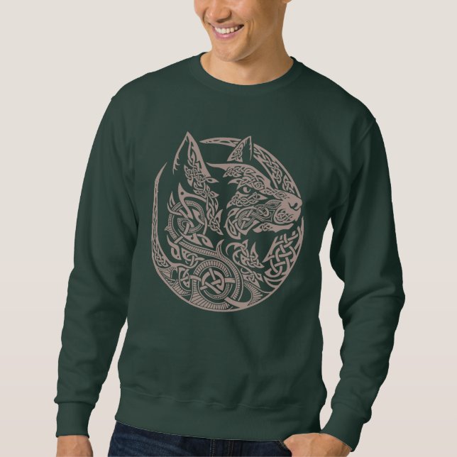 Celtic Wolf Knotwork Tribal Art Design Sweatshirt (Front)