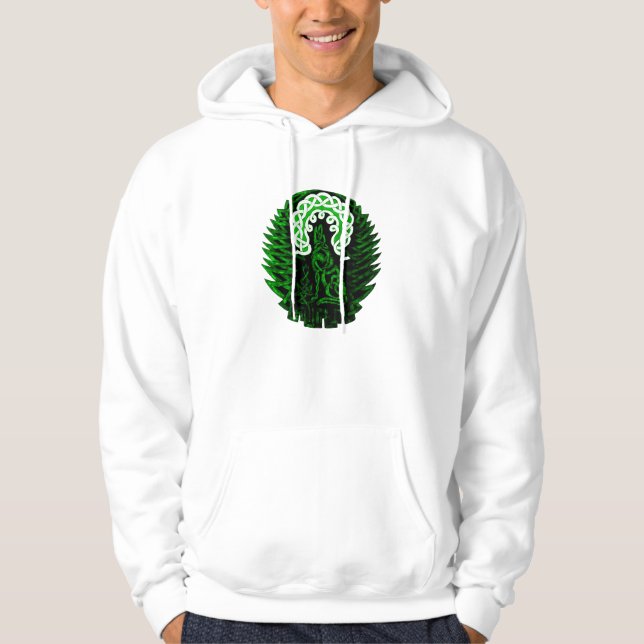 Celtic Wolf/moon, green Hoodie (Front)