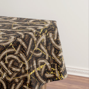 Celtic Wood Pattern with Gold Marble Tablecloth
