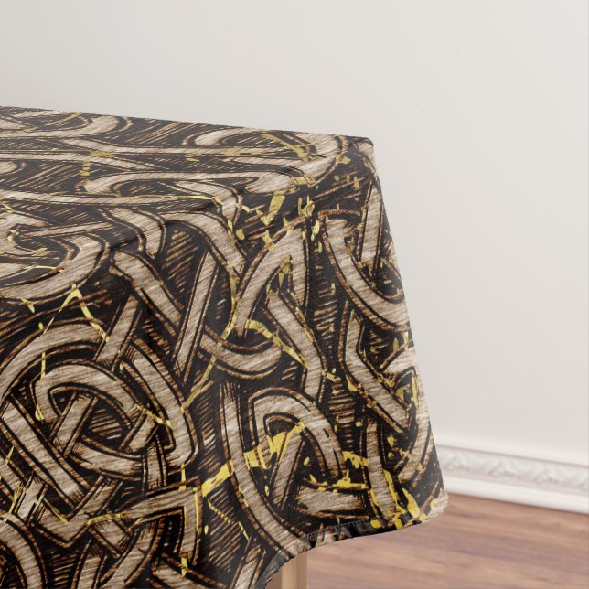 Celtic Wood Pattern with Gold Marble Tablecloth (In Situ)