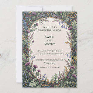 Celtic Woodland Floral Wedding Invitation