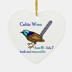 Celtic Wren Ceramic Tree Decoration