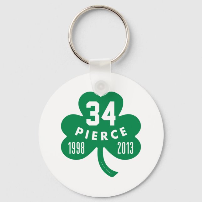 Celtics - Pierce 34 Retired Number Clover (Green)  Key Ring (Front)