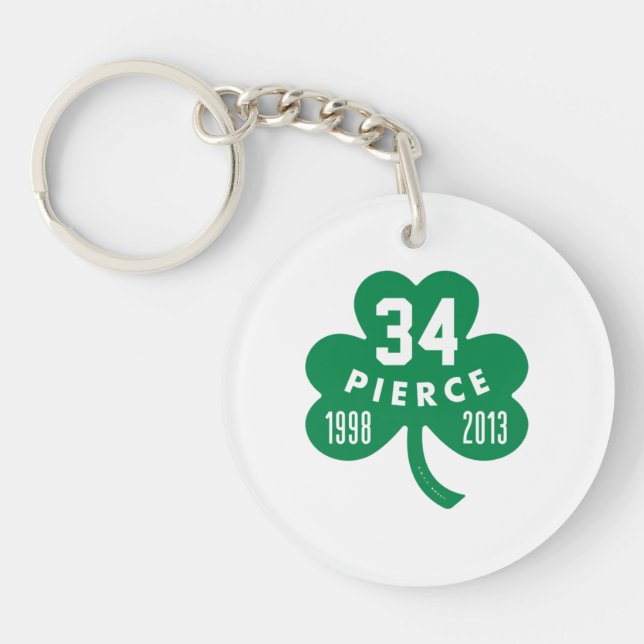 Celtics - Pierce 34 Retired Number Clover (Green)  Key Ring (Front)