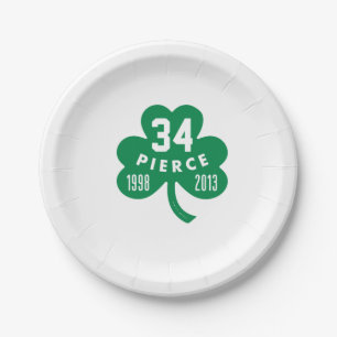 Celtics - Pierce 34 Retired Number Clover (Green) Paper Plate