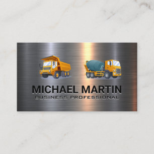 Cement and Dump Truck   Construction Vehicles Business Card