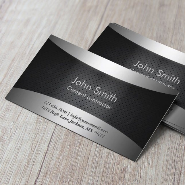 Cement Contractor Professional Carbon Black Business Card (Creator Uploaded)