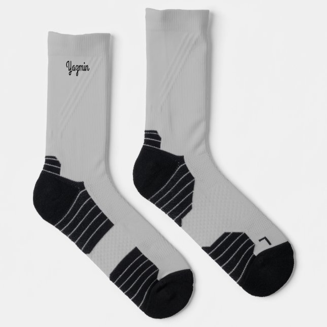 Cement Grey Name Athletic  Socks (Right)