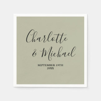 Cement Grey Script Minimalist Wedding Napkin