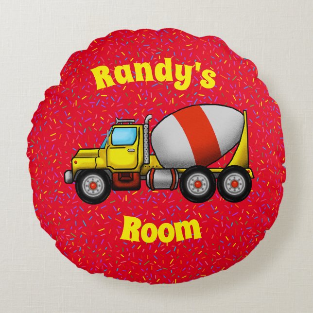 Cement Mixer Round Throw Pillow (Front)