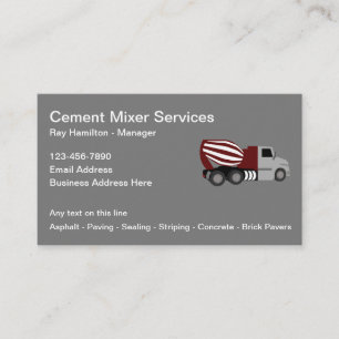 Cement Mixer Services Business Cards