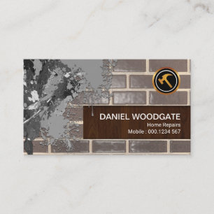 Cement Splatter On Brickwork Fine Wood Grain Business Card