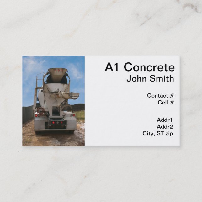 Cement Truck at construction site Business Card (Front)