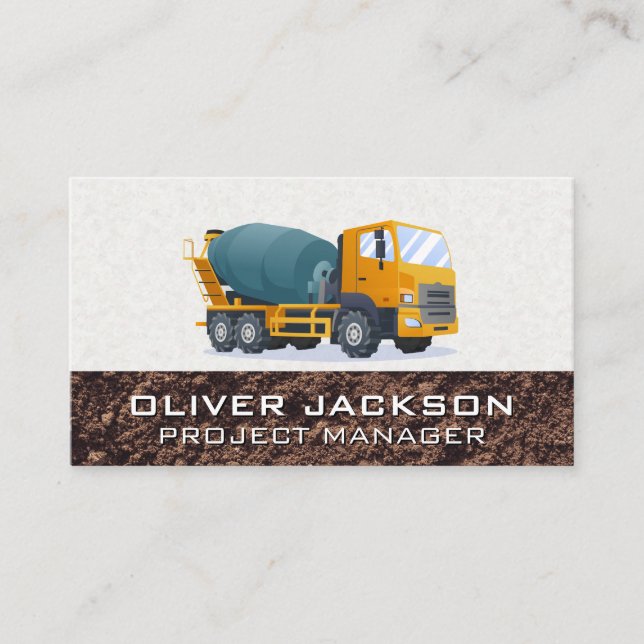 Cement Truck | Blue Collar Construction Business Card (Front)