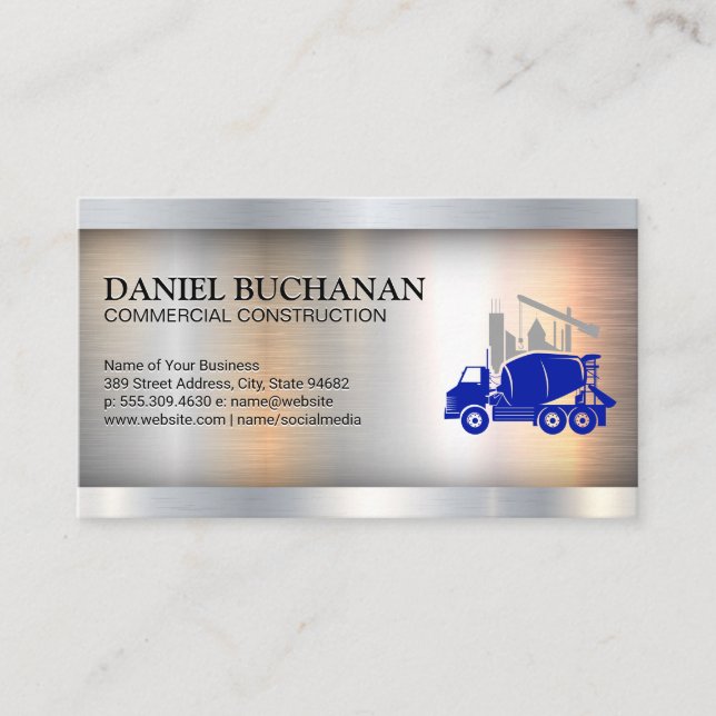 Cement Truck | Construction Site | Builder Business Card (Front)