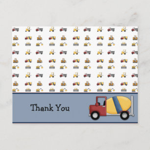 Cement Truck Flat Thank You Card