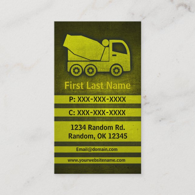 Cement truck grunge custom construction cards (Front)