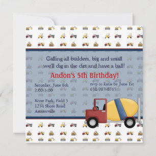 Cement Truck Invitation