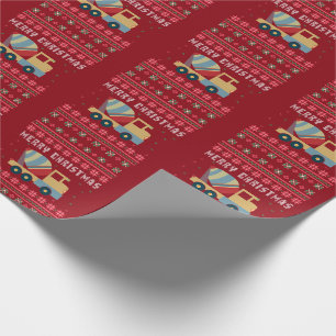 Cement Truck Ugly Christmas Sweater Wrapping Paper