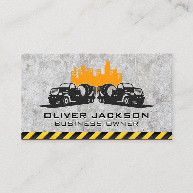Cement Trucks | City | Construction Business Card (Front)