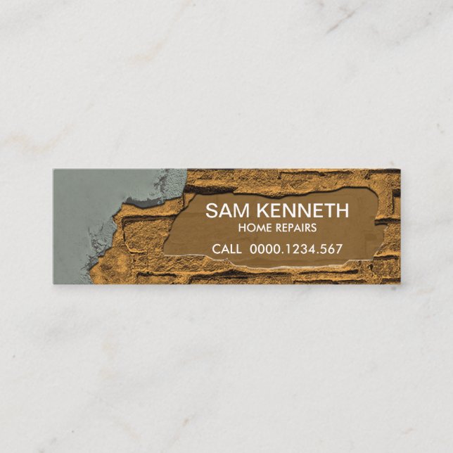 Cement Works Old Brick Wall Home Repairs Mini Business Card (Front)