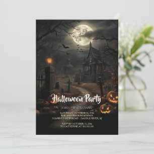 Cemetery and Pumpkins Halloween Party Invitation