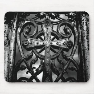 Cemetery cross in heart mouse mat