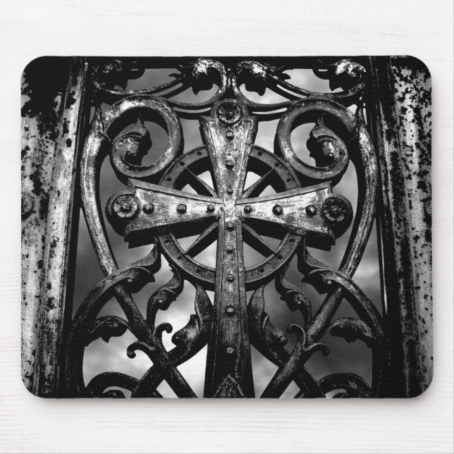Cemetery cross in heart mouse mat (Front)