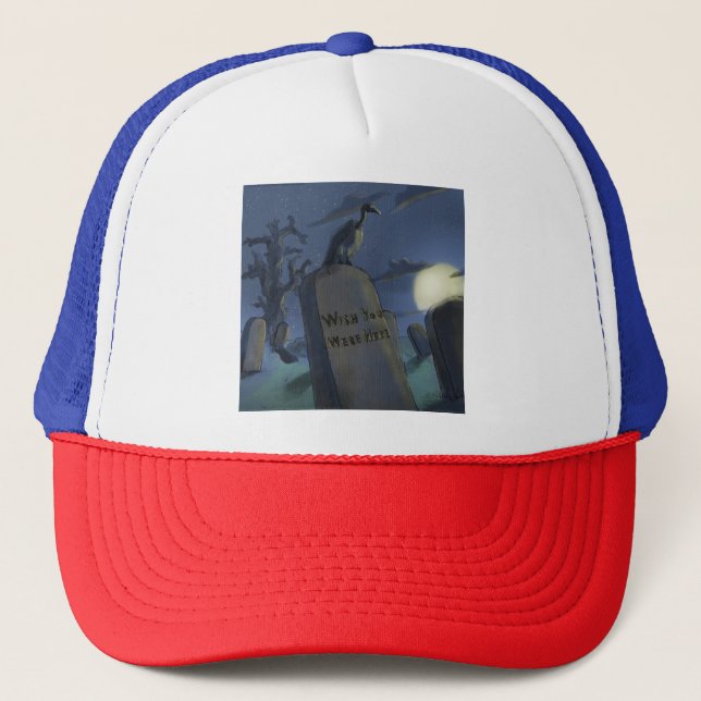 Cemetery Headstone Cartoon Cap (Front)