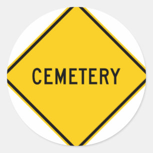 Cemetery Highway Sign Classic Round Sticker