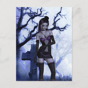 Cemetery Lolita Goth Fantasy Signed Mini Print Postcard
