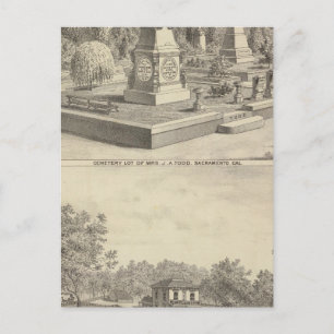 Cemetery lot Sacto, res Woodland Postcard