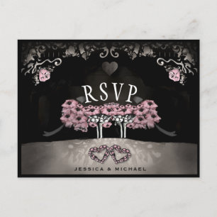 Cemetery Love MENU RSVP Halloween Wedding PostCard